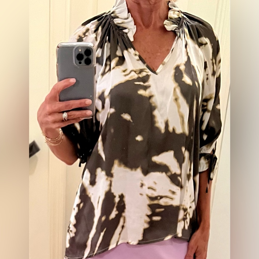 Sofia satin tie dyed top. One size fits most 4-10